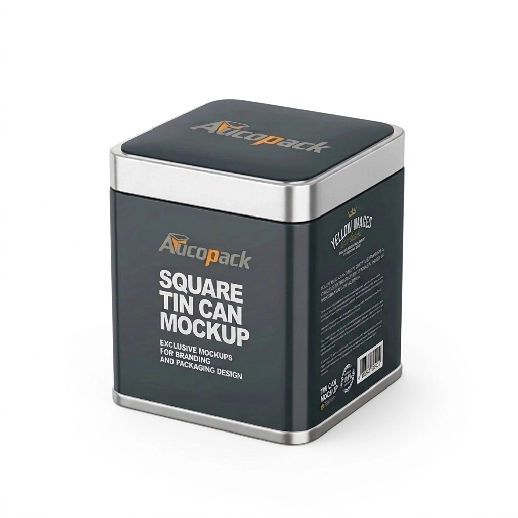 Square Tin Can Mockup